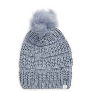 Treasure & Bond Women's Faux Fur Pom Beanie | Blue Cerulean | One Size NWT